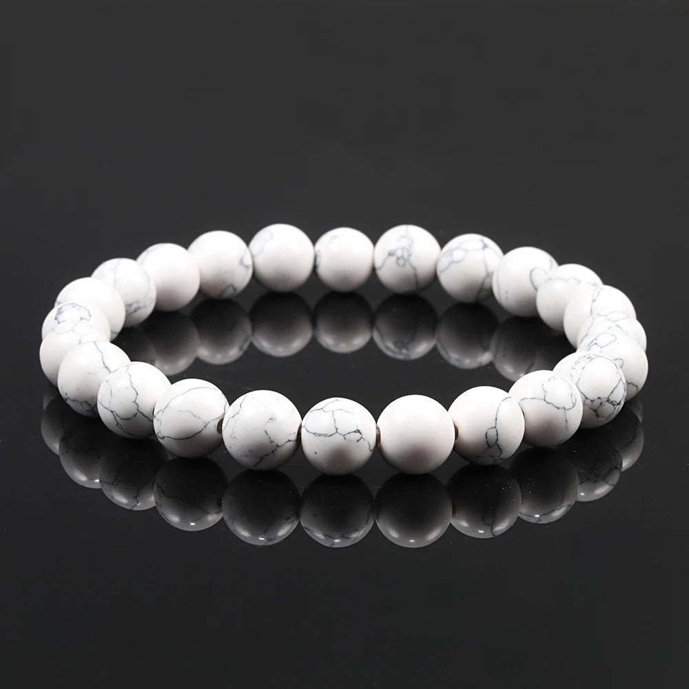 6mm 8mm 10mm Beads Bracelet Natural Stone Couple Charm Strand Bracelet Meditation Bangles For Women Men Best Friend Jewelry