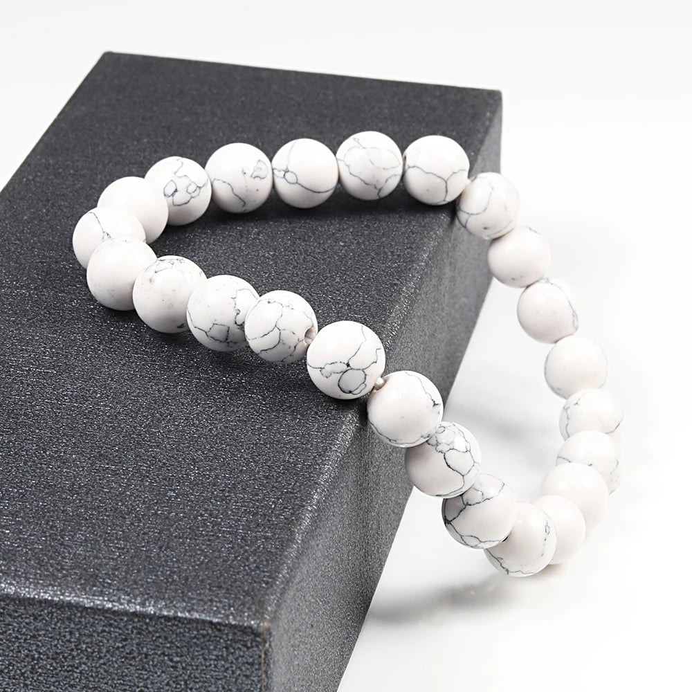 6mm 8mm 10mm Beads Bracelet Natural Stone Couple Charm Strand Bracelet Meditation Bangles For Women Men Best Friend Jewelry