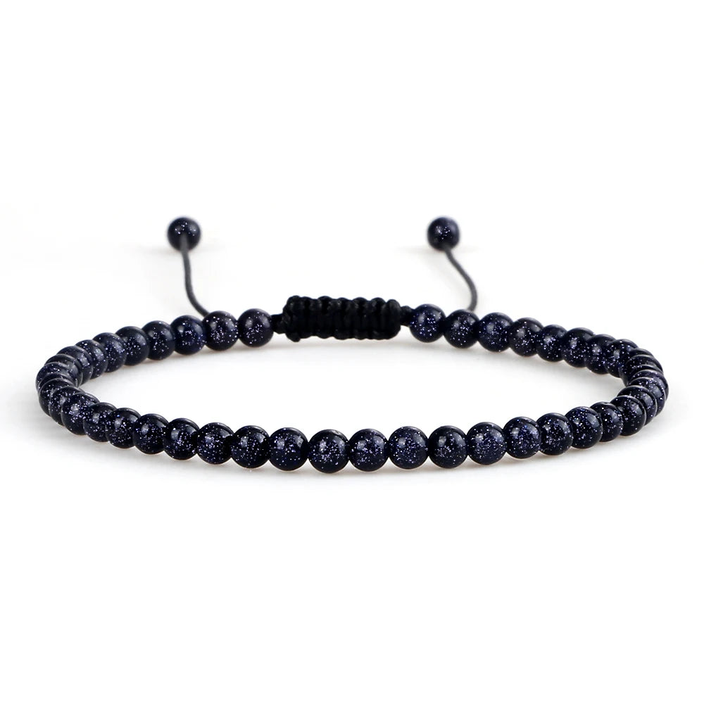 Adjustable Mini Natural Stone Lava Tiger Eye Beaded Bracelets & Bangle for Women Men Chakra Beads Braided Bracelet Charm Jewelry