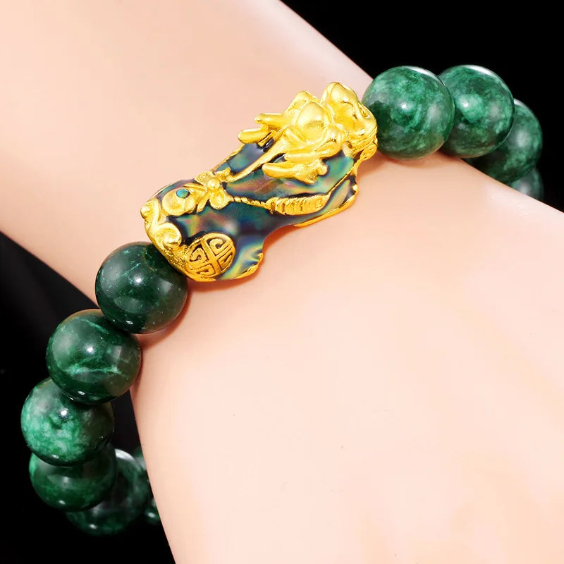 Feng Shui Men's Lucky Prayer Beads Bracelet for Men Women Wristband Gold Color Pixiu Wealth and Good Luck Changing Bracelets