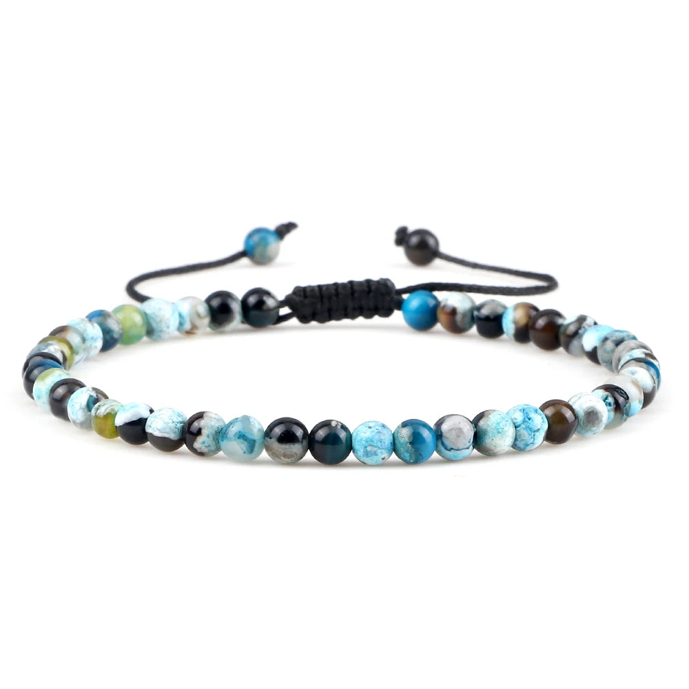 Adjustable Mini Natural Stone Lava Tiger Eye Beaded Bracelets & Bangle for Women Men Chakra Beads Braided Bracelet Charm Jewelry