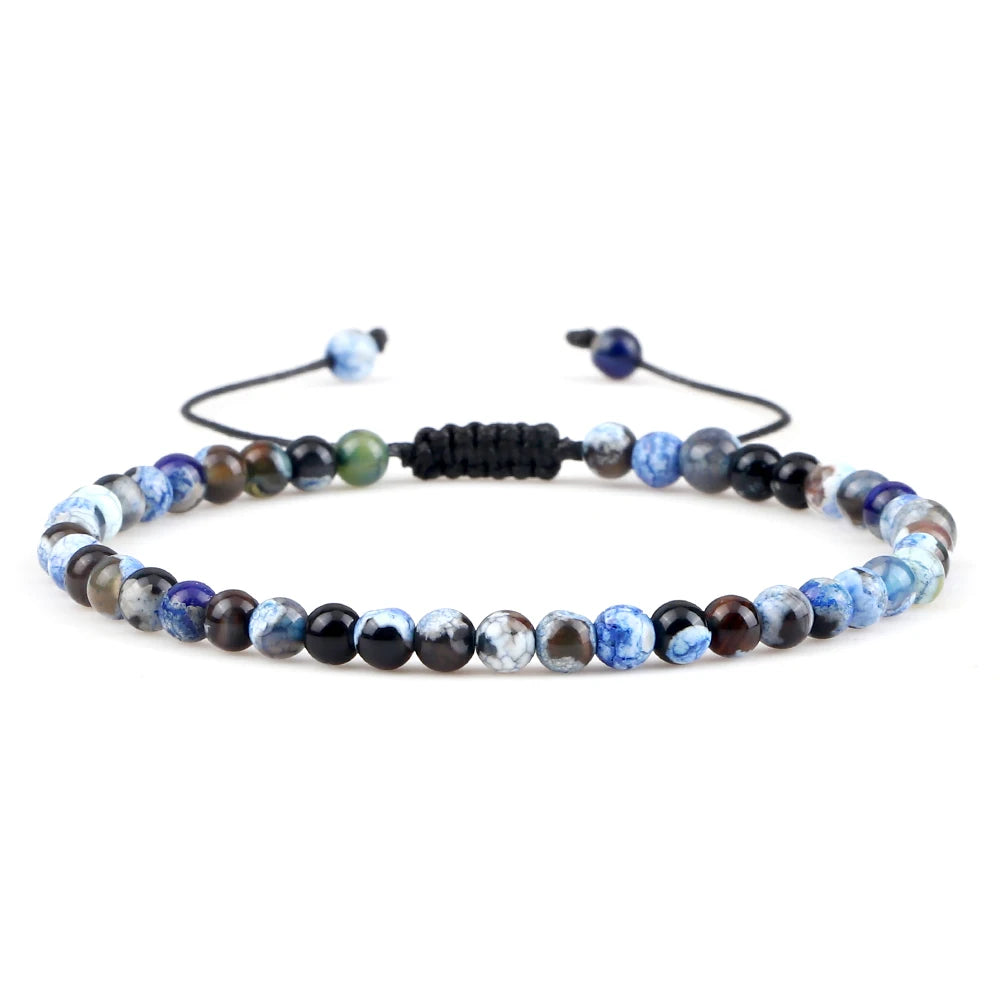 Adjustable Mini Natural Stone Lava Tiger Eye Beaded Bracelets & Bangle for Women Men Chakra Beads Braided Bracelet Charm Jewelry