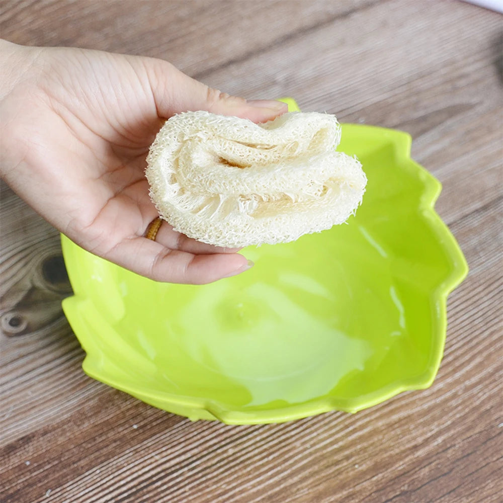 5Pcs Natural Luffa Sponge Dish Washing Cloth Loofah Scrub Pad Dish Pot Scrubber Sponge Household Kitchen Clean Brushes Pad