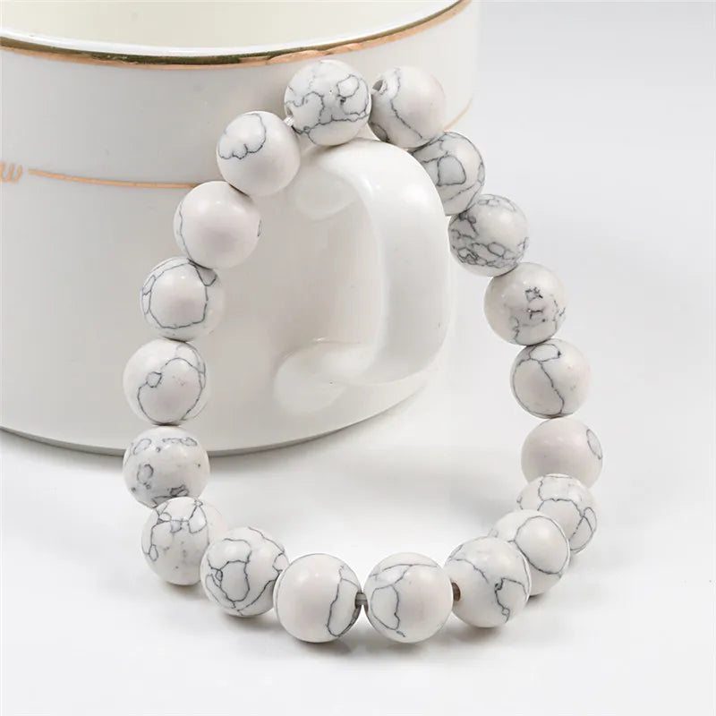 6mm 8mm 10mm Beads Bracelet Natural Stone Couple Charm Strand Bracelet Meditation Bangles For Women Men Best Friend Jewelry