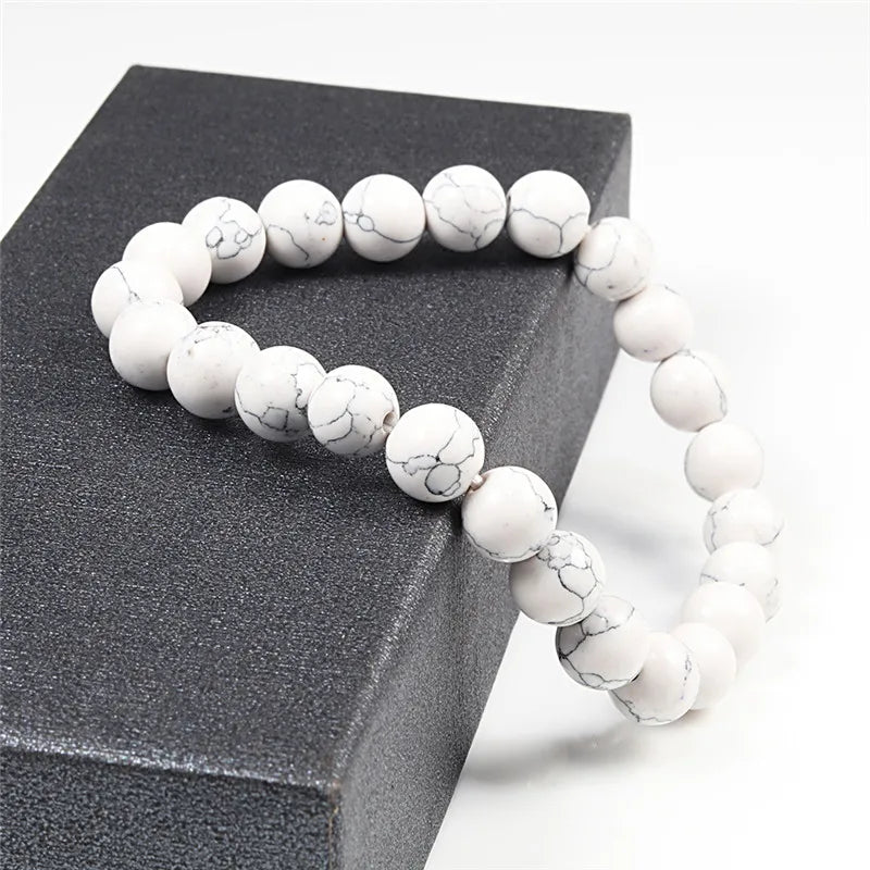 6mm 8mm 10mm Beads Bracelet Natural Stone Couple Charm Strand Bracelet Meditation Bangles For Women Men Best Friend Jewelry