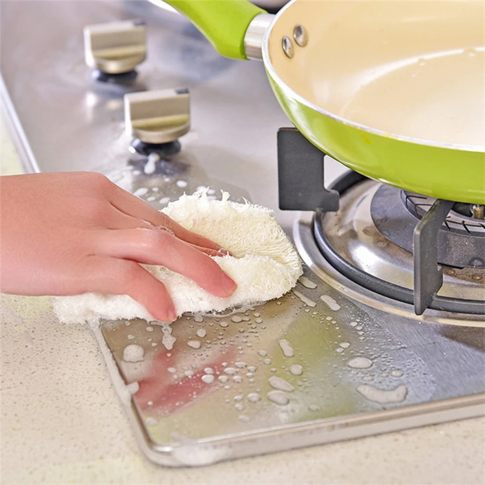 5Pcs Natural Luffa Sponge Dish Washing Cloth Loofah Scrub Pad Dish Pot Scrubber Sponge Household Kitchen Clean Brushes Pad