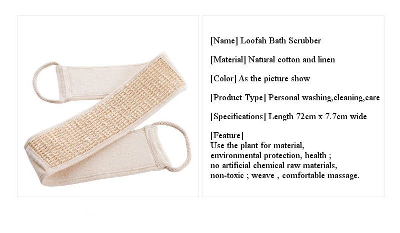 Arshen Natural Soft Exfoliating Loofah Bath Shower Unisex Massage Spa Scrubber Sponge Back Strap Body Skin Health Cleaning Tool
