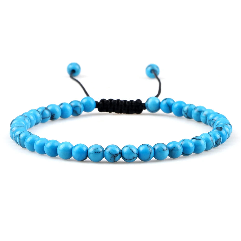 Adjustable Mini Natural Stone Lava Tiger Eye Beaded Bracelets & Bangle for Women Men Chakra Beads Braided Bracelet Charm Jewelry