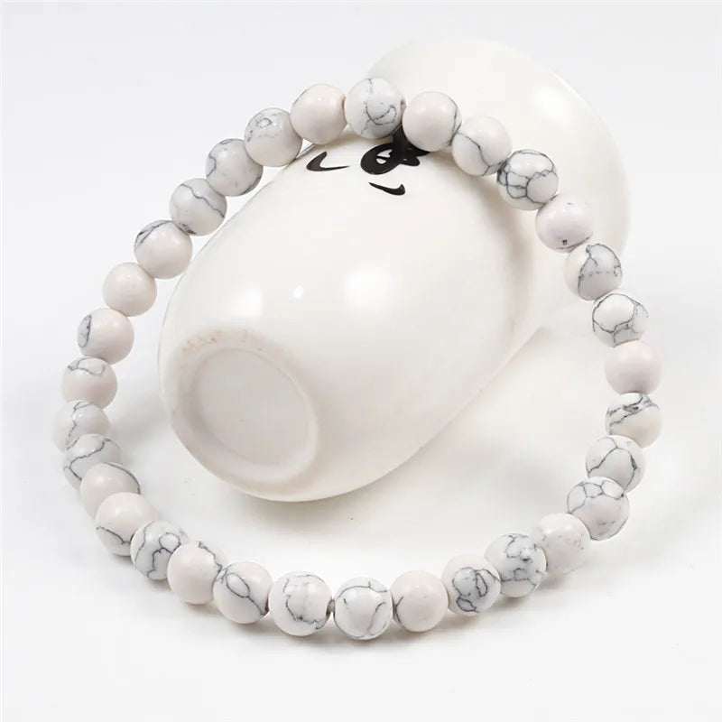 6mm 8mm 10mm Beads Bracelet Natural Stone Couple Charm Strand Bracelet Meditation Bangles For Women Men Best Friend Jewelry