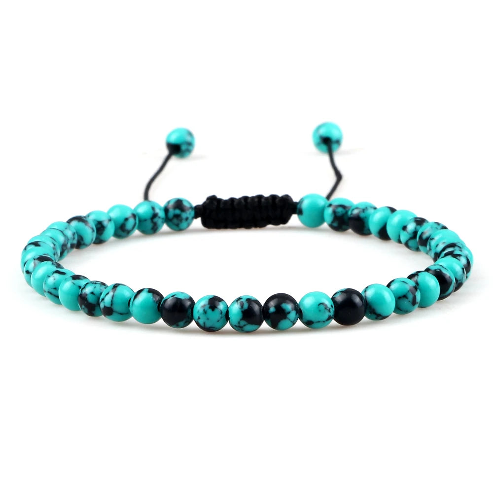 Adjustable Mini Natural Stone Lava Tiger Eye Beaded Bracelets & Bangle for Women Men Chakra Beads Braided Bracelet Charm Jewelry