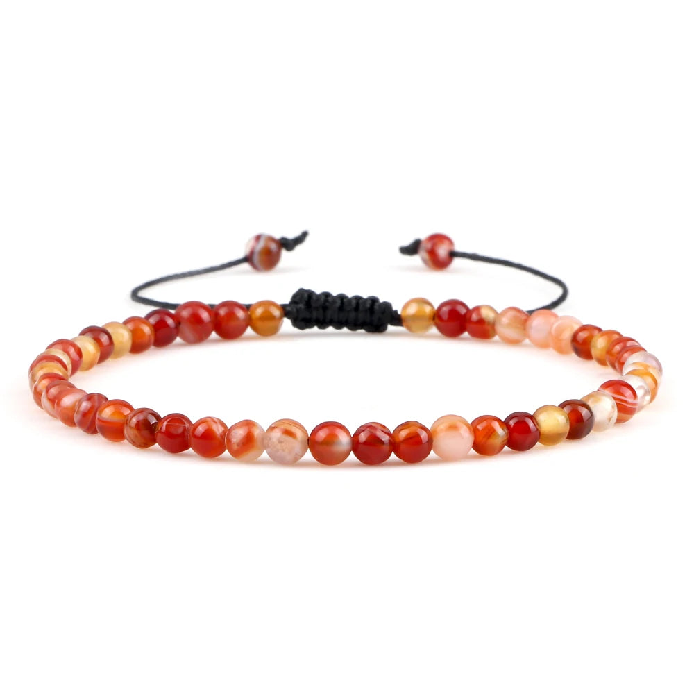 Adjustable Mini Natural Stone Lava Tiger Eye Beaded Bracelets & Bangle for Women Men Chakra Beads Braided Bracelet Charm Jewelry