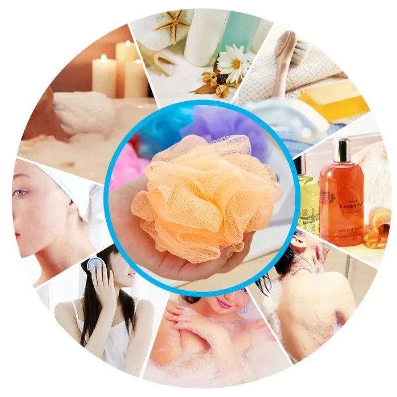 1/2pc Mini Soft Body Bubbles Sponge Bath Ball Nylon Scrubber Loofah Mesh Net Ball Cleaning Bath Sponge Multi-color Shower Flower