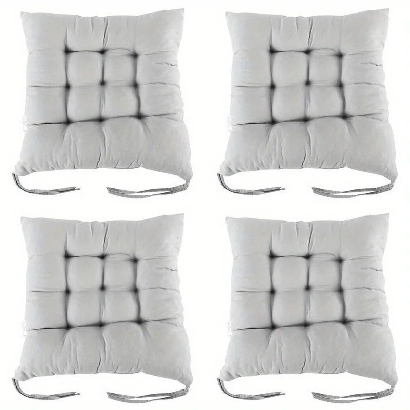 4PCS Non-slip Thicken Dining Chair Cushion Nap Pillow Chair Pad Cushion with Ties Square Cushion Winter Chair Cushions