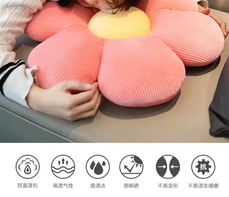 Stuffed Six Petal Flower Cushion Girly Room Decor SunflowerSetting for Kids Bedroom Seat Pillow Pillow Bay Window Pink Flower