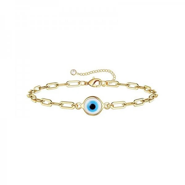 Stainless Steel Fashion Turkish Evil Eye Gold Color Bracelet Chain For Women Men Good Luck Jewelry Party Handmade Gift