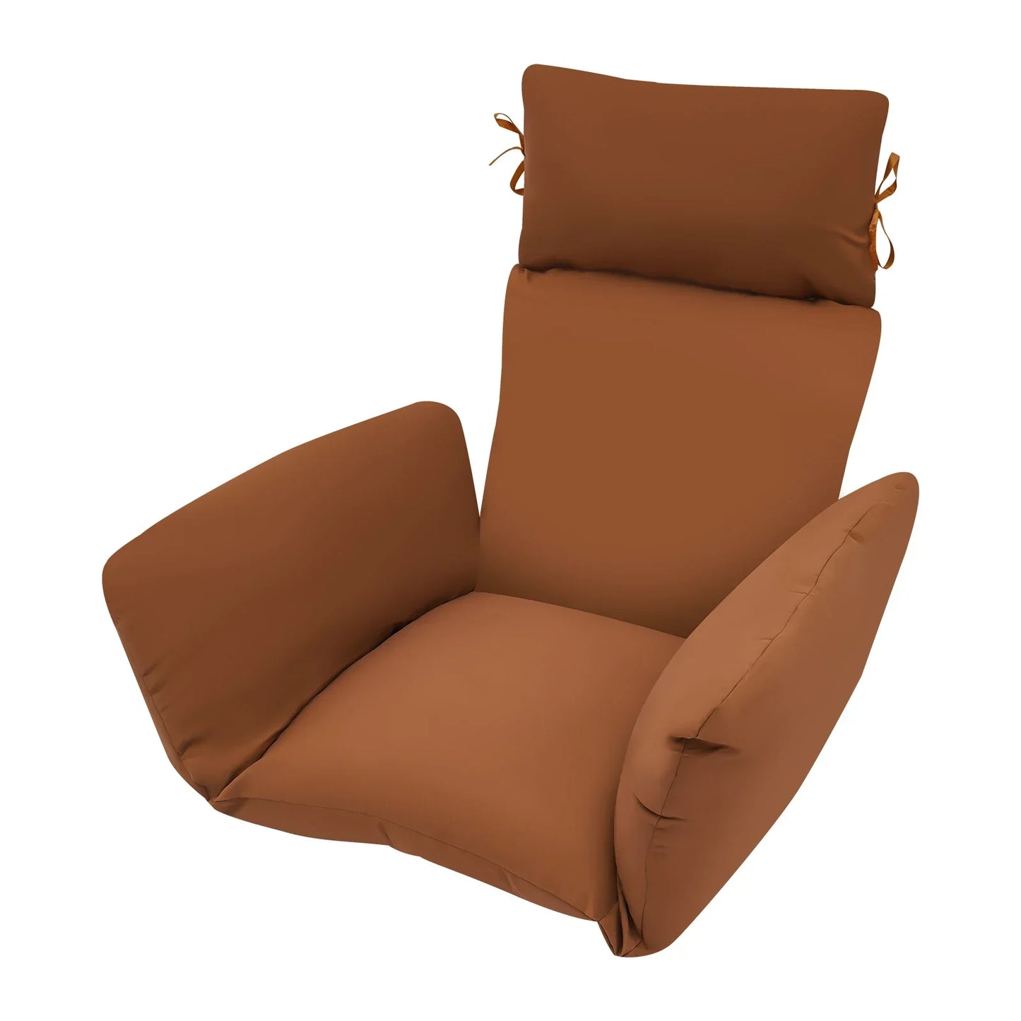 Coffee Colored Single Swing Hanging Basket Cushion, Integrated Breathable Fluffy Cushion with Head Pillow for Chairs or Floors