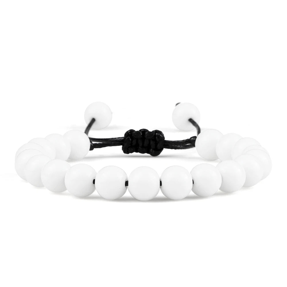 Beaded Bracelet Handmade 4 6 8mm Natural Stone Shiny Black Onyx Beads Bracelets & Bangles Adjustable Size Obsidian Wrist Jewelry
