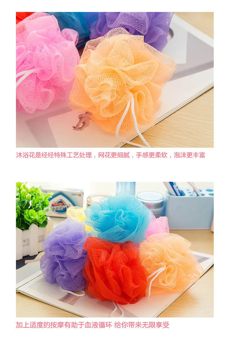 1/2pc Mini Soft Body Bubbles Sponge Bath Ball Nylon Scrubber Loofah Mesh Net Ball Cleaning Bath Sponge Multi-color Shower Flower