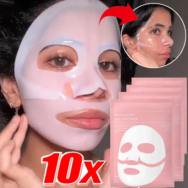 Bio-Collagen Face Mask Shrink Pore Deep Moisturizing Overnight Mask Anti-Wrinkle Hydrating Refreshing Brightening Face Skin Care