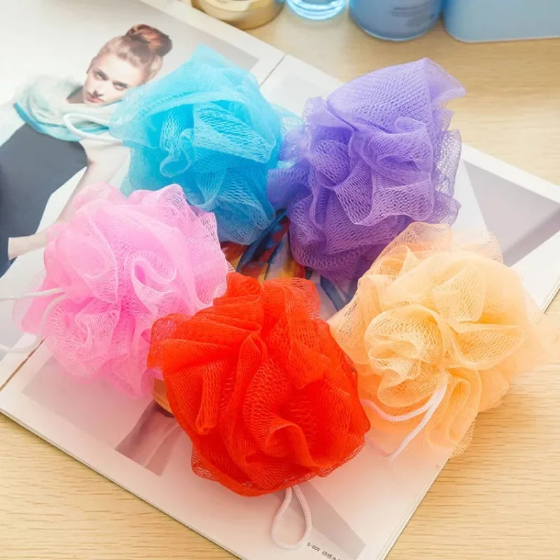 1/2pc Mini Soft Body Bubbles Sponge Bath Ball Nylon Scrubber Loofah Mesh Net Ball Cleaning Bath Sponge Multi-color Shower Flower