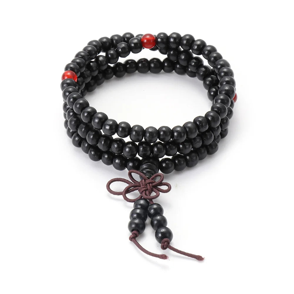 1Pc Wood Bead New Buddha Bracelet Buddhist Bangle Prayer Beads Copper Coin Women Men Lucky Religion Bracelets Charm Jewelry
