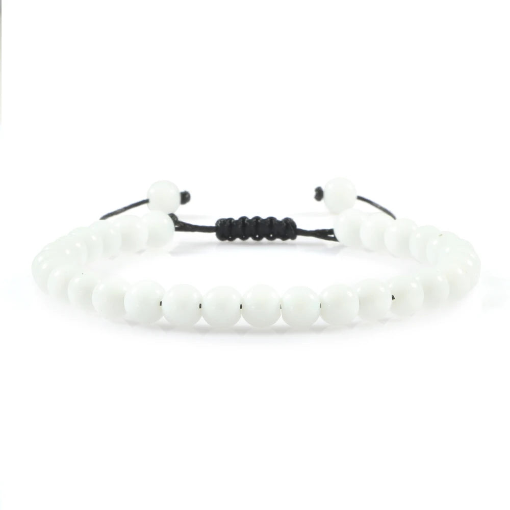 Beaded Bracelet Handmade 4 6 8mm Natural Stone Shiny Black Onyx Beads Bracelets & Bangles Adjustable Size Obsidian Wrist Jewelry