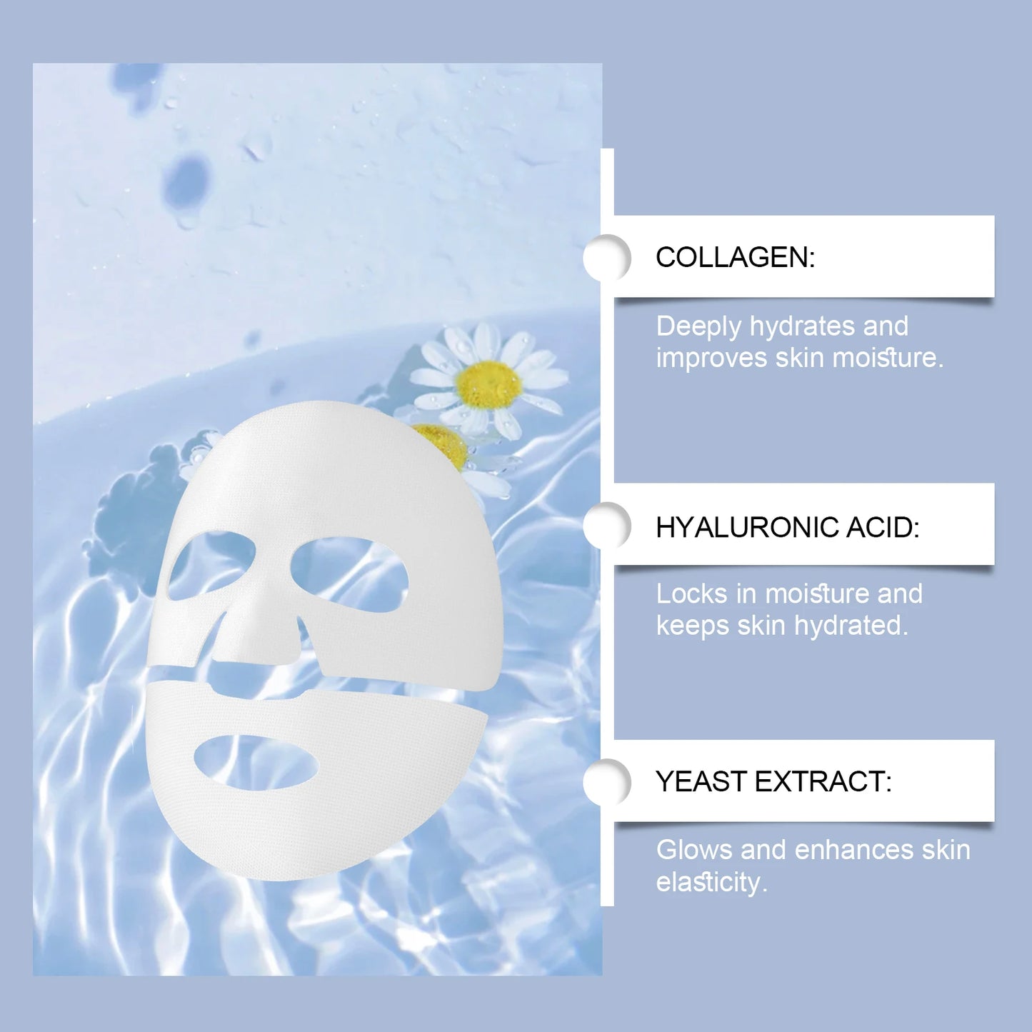 Jaysuing Collagen hydrating facial mask brightens skin tone and tightens skin with hyaluronic acid moisturizing facial mask