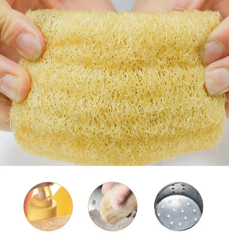 1pc Natural Luffa Sponge Scrubber Loofah Sponge Cellulose Board Scrubber Kitchen Bathroom Shower Sponge Scrubber