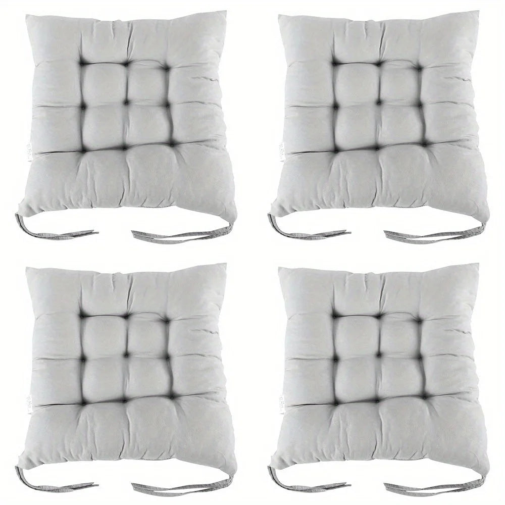 4PCS Non-slip Thicken Dining Chair Cushion Nap Pillow Chair Pad Cushion with Ties Square Cushion Winter Chair Cushions