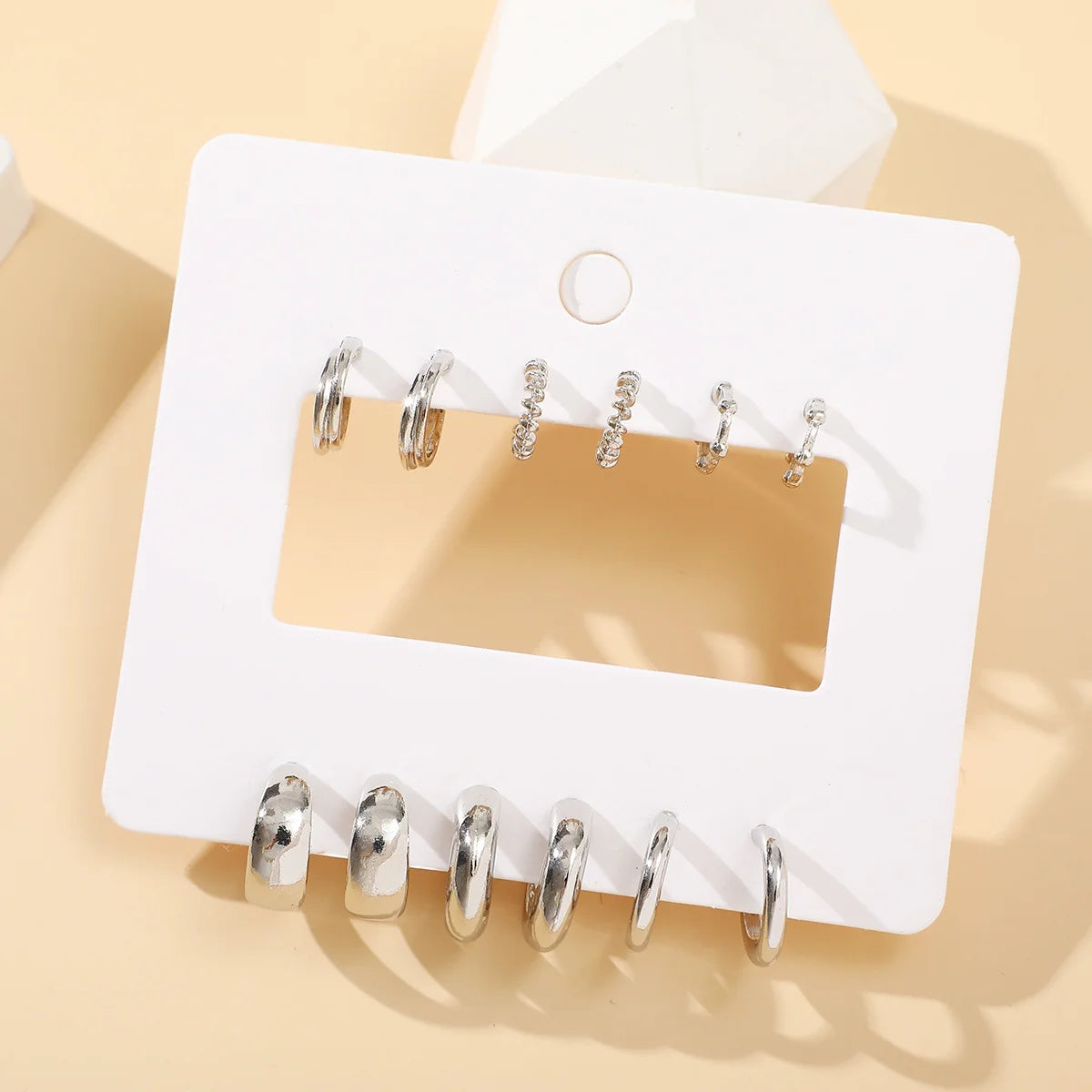 Gold Color Vintage Circle Hoop Earrings for Women Simple Fashion Geometric Zircon Earring Set New Trendy Jewelry Party Gifts
