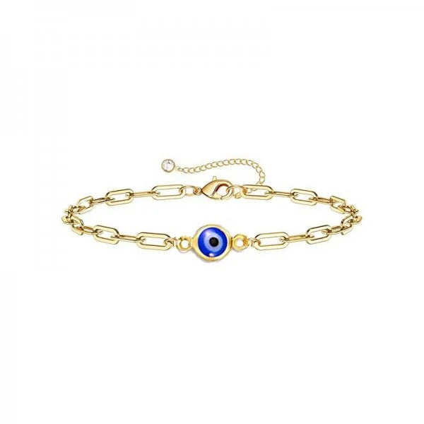Stainless Steel Fashion Turkish Evil Eye Gold Color Bracelet Chain For Women Men Good Luck Jewelry Party Handmade Gift