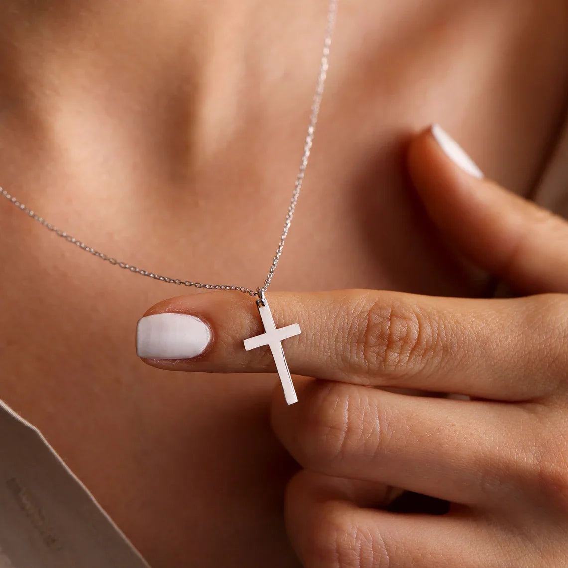 Fashion Stainless Steel Cross Gold Silver Color Necklace for Women Men Exquisite Chain Necklaces Jewelry Birthday Present