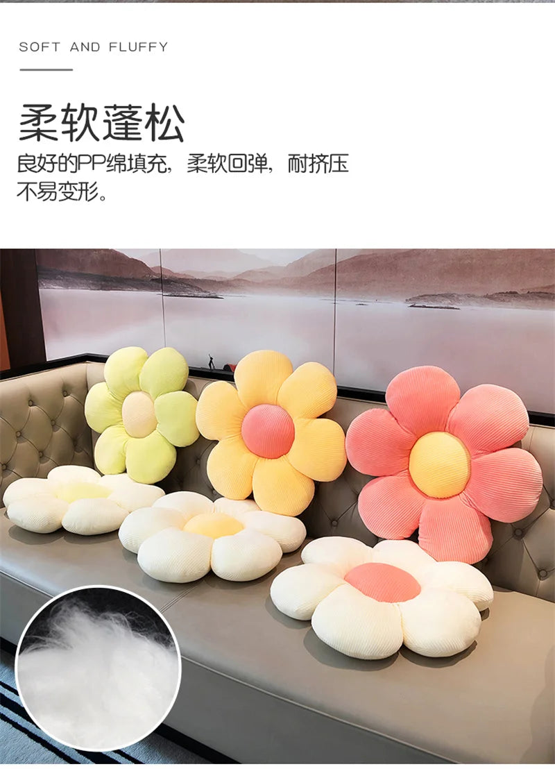 Stuffed Six Petal Flower Cushion Girly Room Decor SunflowerSetting for Kids Bedroom Seat Pillow Pillow Bay Window Pink Flower