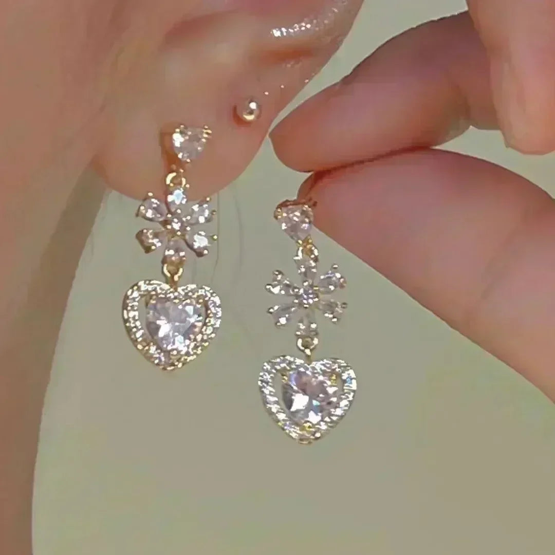 Fashion Korean Women Retro Drip Glaze Red Flower Earrings Women for Delicate Earrings Luxury Couple Engagement Jewelry Gift