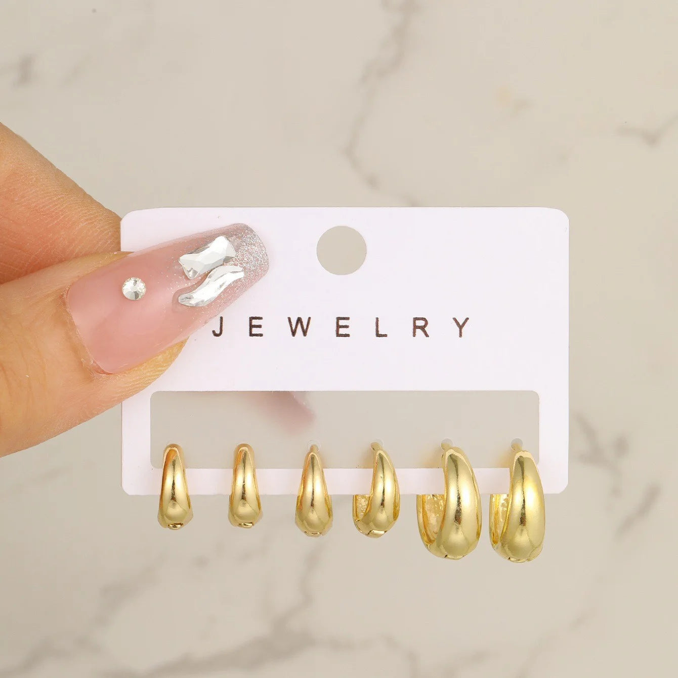 Gold Color Vintage Circle Hoop Earrings for Women Simple Fashion Geometric Zircon Earring Set New Trendy Jewelry Party Gifts