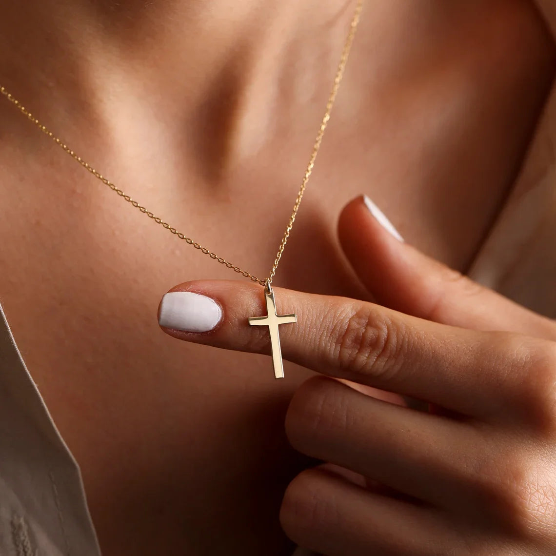Fashion Stainless Steel Cross Gold Silver Color Necklace for Women Men Exquisite Chain Necklaces Jewelry Birthday Present