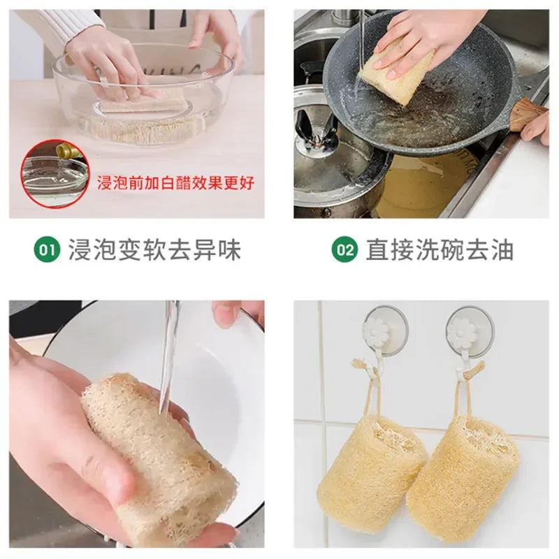 3 Pieces Multi Natural Loofah Washing Brushes Luffa Loofa Bath Body Shower Sponge Kitchen Cleaing Scrubber Bathroom Accessories