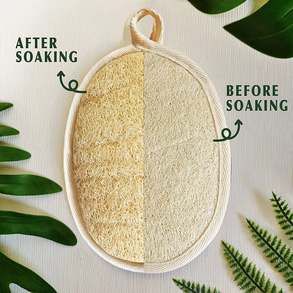 3pc Natural Loofah Body Shower Scrubber Bath Exfoliating Sponge Soft Shower Brushes With Hook Towel Sponge Merchandises Scrubber
