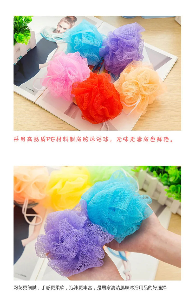 1/2pc Mini Soft Body Bubbles Sponge Bath Ball Nylon Scrubber Loofah Mesh Net Ball Cleaning Bath Sponge Multi-color Shower Flower