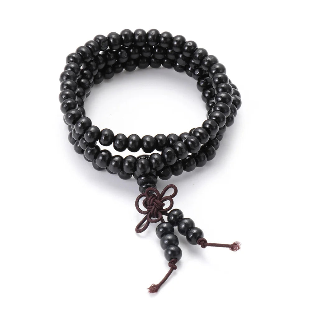 1Pc Wood Bead New Buddha Bracelet Buddhist Bangle Prayer Beads Copper Coin Women Men Lucky Religion Bracelets Charm Jewelry