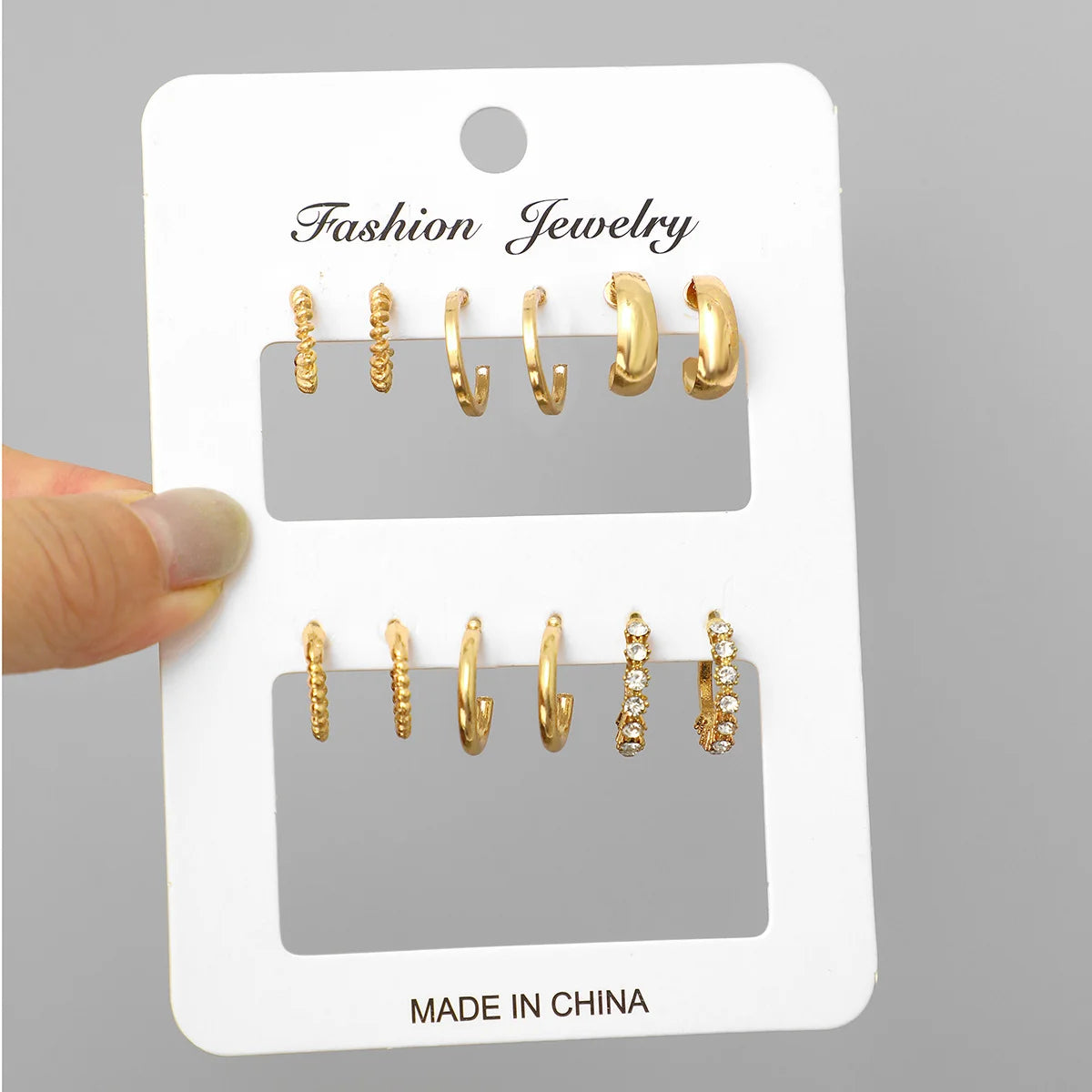 Gold Color Vintage Circle Hoop Earrings for Women Simple Fashion Geometric Zircon Earring Set New Trendy Jewelry Party Gifts