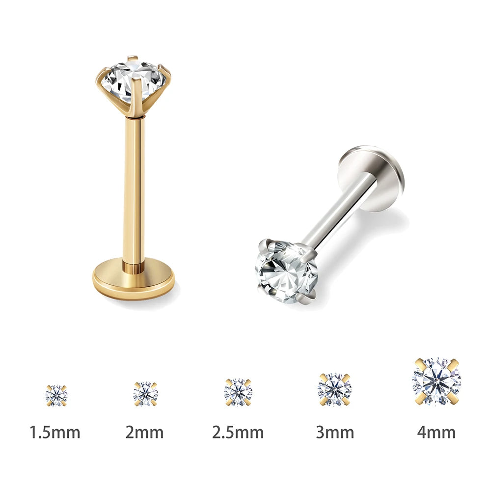 2/6PCS Stainless Steel Earring Nose Stud
