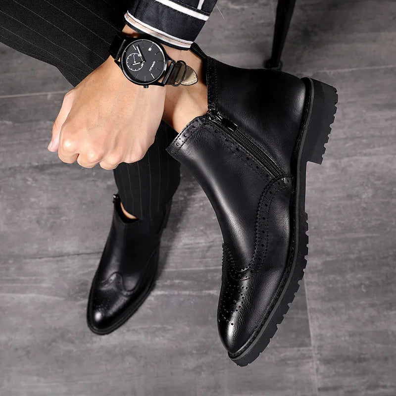 Autumn Early Winter Leather Boots for Men