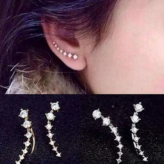 Chic Women Stud Earrings Crystal Ear Climbers