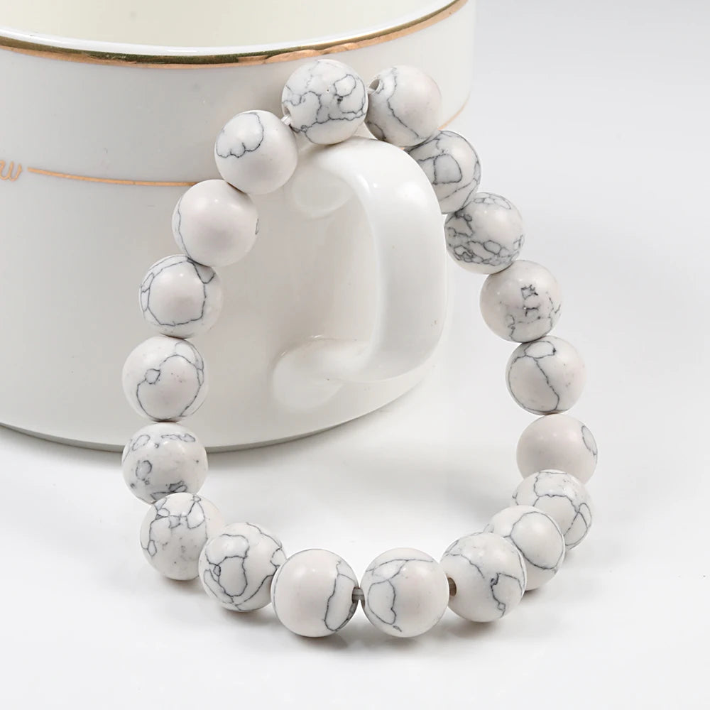 6mm 8mm 10mm Beads Bracelet Natural Stone Couple Charm Strand Bracelet Meditation Bangles For Women Men Best Friend Jewelry