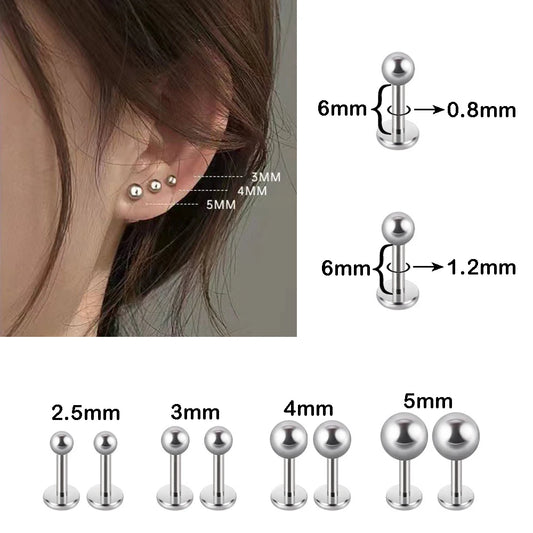 8Pcs/Set Screw Helix Ear Stud Cartilage Piercing Earrings