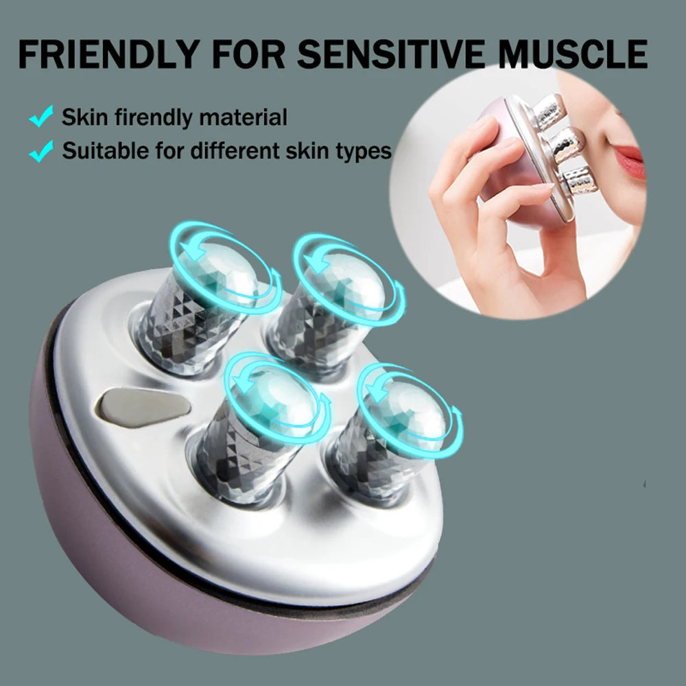 EMS Wireless 4D Roller Face Massager and Micro-Current Tighten Face Wrinkle Removal