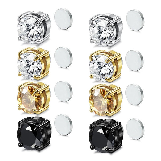 2PCS Magnetic Ear Clips White Crystal Stone