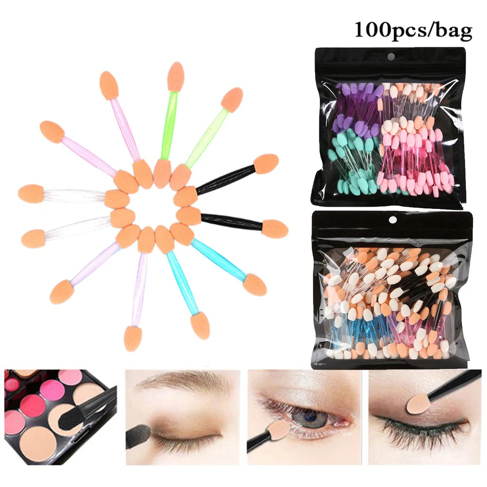 100Pcs Mini Eyeshadow Applicators Mix Color
