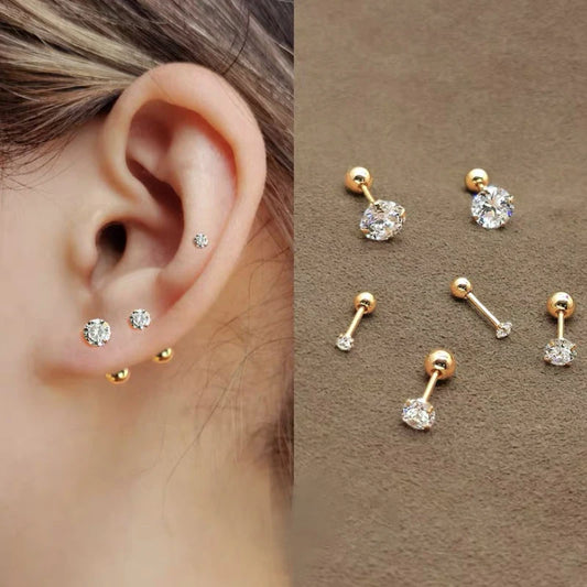1 Piece 4 Prong Rhinestone Ear Studs Earrings For Women/Men